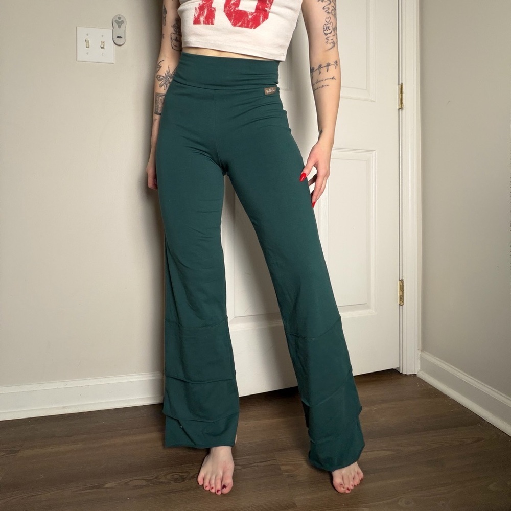 High-Waist Wide-Leg Women's Pants - Dark Green